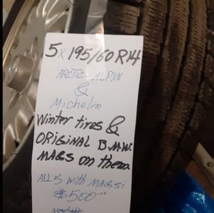 5 Original BMW Mags with winter Alpine & Michelin tires on them also 4 BMW Mags.